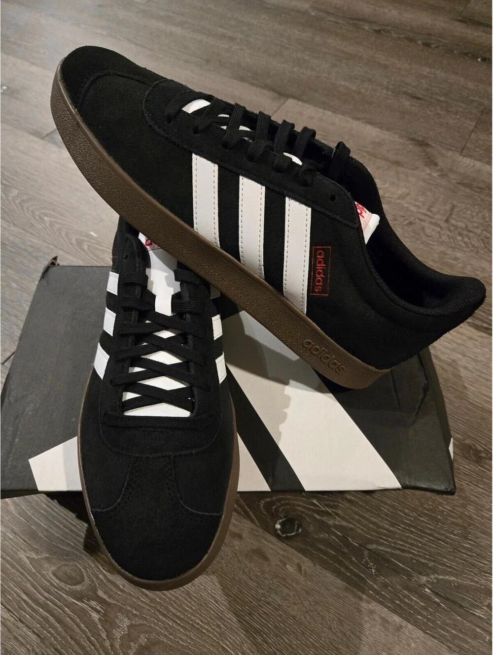Adidas VL Court 2.0 Core Black White Gum Men Size 9.5 HQ1801 Box Sneaker